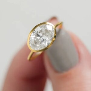 Custom Moissanite Gold Rings 18k 3 Carat Center 8*10mm Crushed Ice Oval Cut Moissanite Jewelry For Women