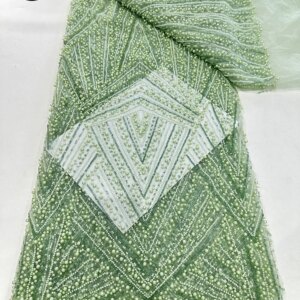 Luxury African Beaded Lace Fabric Nigerian Sequin Lace Fabric High Quality French Tulle Lace Fabric Material For a Wedding Party