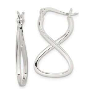 Sterling Silver Polished Twisted Oval Hoop Earrings