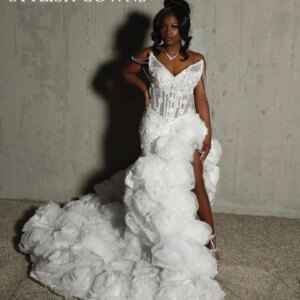 White O Neck Long Prom Dress 2025 For Black Girls Beaded Crystal Birthday Party Dresses Sequined Evening Gowns Customized