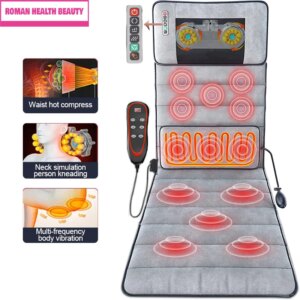 Electric Massage Mat with 10 Motors, 9 Modes and Heat, Vibration Massager for Whole Body, Back, Muscle, Relaxation Therapy