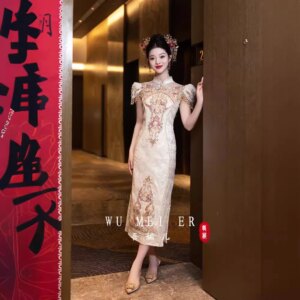 New Chinese Cheongsam Improved Young Summer Toast Dress Bride Engagement Wedding Evening