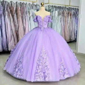 Customized Lavender Purple Exquisite Princess Gown with Appliques Off The Shoulder Belt Pleat Tulle Vestidos De 15 Quinceanera