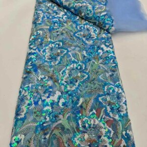 2025 Latest Hot Sale Fashion Africa Lace Fabric High Quality Handmade Embroidery Lace With Beads Sequins Party For Wedding Dress