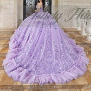 Customized Lilac Quinceanera Dress Ball Gown Sequins Lace Applique Ruffle Edge Bow Prom Party Women Sweet 16 Vestido De 15 Anos