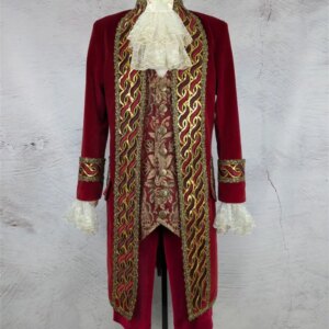 17th Century Men’s Red Rococo Baroque Costume European French Court Luxurious Aristocratic Masquerade Ball Gown