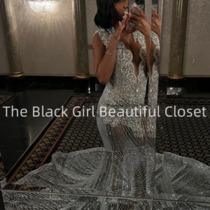 Customized Sparkly Sequins Mermaid Prom Dresses Luxury Crystal Diamond Evening Birthday Gowns Sexy Black Girl Mermaid