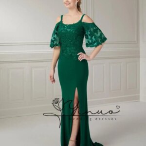 customized Graceful Off The Shoulder Mother Of The Bride Dress For Wedding Sparkly Sequins Appliques Prom Dress Green Sheath Eve