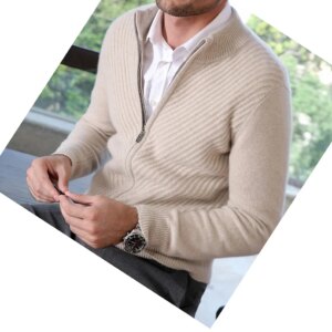 Wholesale Mens Pure Cashmere coat Men’s Cropped Cardigan Sweater Jackets Coats
