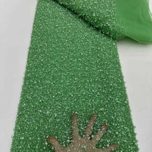Nigerian African Lace Fabric 2024 High Quality Hamdmade Beads Bridal Lace Fabric Luxury Sequin Beaded Embroidery For Wedding