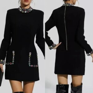 Customized   s Beading Christmas A-line High Collar Bespoke Occasion  Knee Length