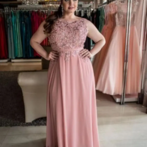Long Chiffon Wedding Dress For Mom Plus Size Customize Wedding Guest Dress Pink Lace Elegant Dress Women For Wedding Party