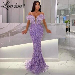 Purple Wedding Engagement Party Dresses 2024 Customize Mermaid Shiny Fabric Spaghetti Straps Long Prom Dress Women Evening Gowns