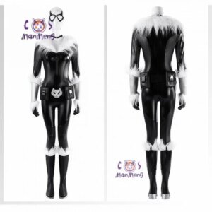 Black Cat Felicia Hardy Cosplay Fortnit Costume Leather jumpsuit mask waist bag accessories set Halloween party sexy uniform