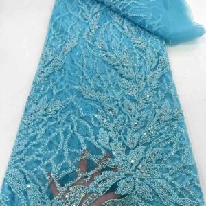 African Heavy Groom Lace Fabric 2025 High Quality French Sequins Lace Fabric Nigerian Lace Fabric For Wedding Party Dress