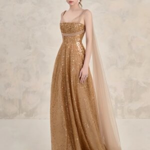 Shiny Sequins Evening Dresses Long Ribbon Spaghetti Strap A-line Luxury Formal Celebrity Prom Banquet Adult Ceremony Gowns New