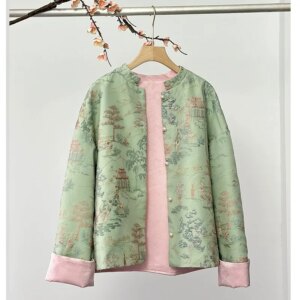 New Chinese style heavy industry embroidery coat female light version fashion blouse green