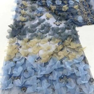 2025 3D Flower African Groom Lace Fabric High Quality French Sequins Lace Fabric Nigerian Lace Fabric For Wedding Party Dress