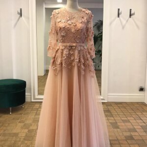 Elegant Tulle Beading Evening Dresses A Line Sequin Pearls Appliques Sashes Formal Party Prom Gown Vestido De Noche Customized