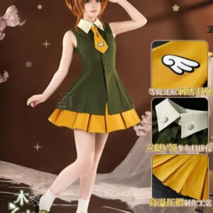 ViVi-Cos Cardcaptor Sakura Kinomoto Sakura Cosplay Costume Cos Game Anime Party Uniform Hallowen Play Role Clothes Clothing