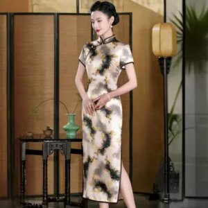 High Quality High-Grade Real Silk Cheongsam Qipao High-End 2024 New Summer Women’s Chinese Style Retro Republican Dress Long