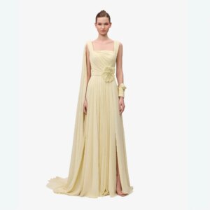 Customized Chiffon Pleat Applique A-line Square Neck Long Dresses Bespoke Occasion Evening Simple Elegant Formal