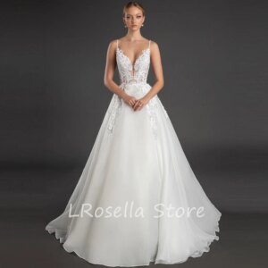 LRosella Wedding Dress A-Line Satin Spaghetti Strap Sleeveless Floor-Length Elegant Exquisite Morden style Luxury فساتي2024