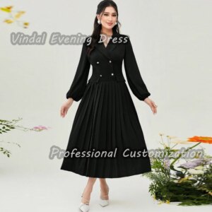 Vindal Evening dress Chiffon Ruffle Ankle Length A-Line Fashion Sexy V-Neck luxurious Elegant Long Sleeves السعود For Woman 2025