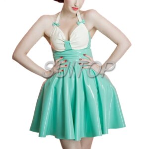 candy blue color latex casual mini dress pussy suits for woman princess sweet sundress lovely SUITOP