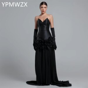 Customized Prom Gown Formal Evening Dress Women YPMWZX Strapless Column Floor Length Skirts Draped Bespoke Occasion Dresses Part