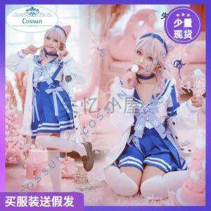 Game VTuber Hololive Minato Aqua Cosplay Costume Halloween Carnival Party Role Play Outift for Women Anime Clothes Dress