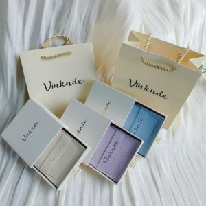 100Pack Beige Gift Tote Bags Kraft Shopping Bags with Ribbon Handles Drawer Jewelry Package Box Microfiber Flip Earrings Pouches