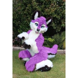Purple Fox Mascot Long Haired Husky Costume Furuit Halloween Set Cosplay