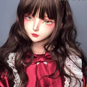 (KM108)Customize Half Head Sweet Girl Resin Crossdress Japanese Cartoon Anime Female Cosplay Kigurumi Doll Mask Drag Queen