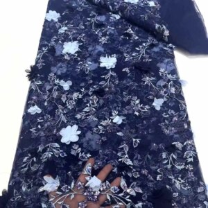 2025 3D Flower Tube beads Embroidered Glitter Fabric Sequin Lace Wedding Dress Stage Costume Bridal Evening Party Material XC