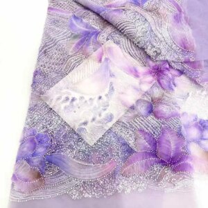 Latest African 2025 High Quality Mesh Embroidery Applique 3D Flower Tulle Nigerian Lace Fabrics For Bridal Material sewing