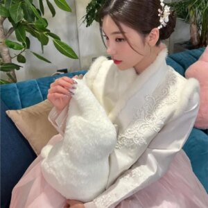 Korean Clothing Velvet Vest New Hanbok Cotton Coat Thickened Traditional Outerwear Thermal Travel Photography