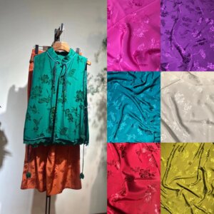 Engraved Old Satin Rayon Jacquard Fabric Love of Chinese Traditional Han Clothing Clothes Cheongsam