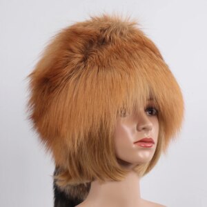LLHPBFUR real fox fur hats for women winter fashionable stylish Russian thick warm beanie hat natural fluffy fur hat with tail
