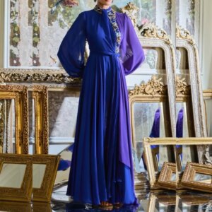 Customized Satin Beading Pleat A-line High Collar Long Dresses Prom Dresses Modern Style Exquisite Classic Formal Exquisite