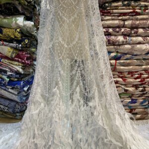 Latest African 3D Feather Lace Fabric 2025 High Quality Lace Beads Material French Nigerian Lace Fabrics For Women Party Wedding