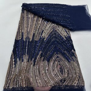 2025 Newest Fashion French Mesh Embroidery Lace Heavy Beads Lace With Sequins African Nigerian Fabric For Bridal Wedding Dresses