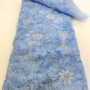 2025 Luxury French Mesh Beaded Lace Fabric High Quality African Sequins Groom Lace Fabrics For Nigerian Wedding Dress Sew