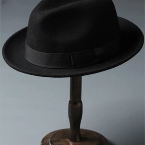 Four stylish black top hats for men and women with curly edges a large cap