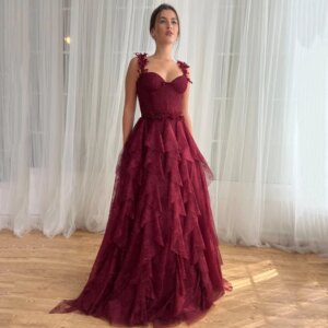 Customized Romantic Prom Dresses Sweetheart Neck With Pearls Party Gowns Spaghetti Straps Evening Dress New Vestido De Novia
