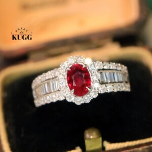 KUGG 100% 18K White Gold Rings Luxury Diamond Jewelry Elegant Shiny Design Natural Ruby Engagement Ring for Women Senior Banquet