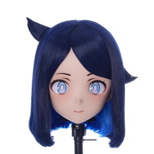 Handmade Customize Character Crossdressing Female/Girl Resin Full Head With Lock Anime Cosplay Japanese Animego Kigurumi Masks