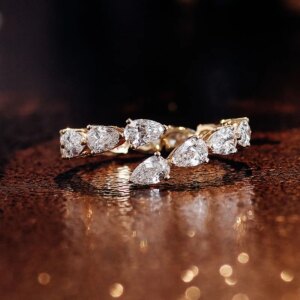 Provence DEF/VS pear shape lab diamong engagement wedding rings for women 18K gold teardrop diamong eternity open ring gifts