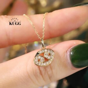 KUGG 100% 18K White or Yellow Gold Necklace Fashion Elegant Design Real Natural Diamond Pendant Necklace for Women Wedding Party