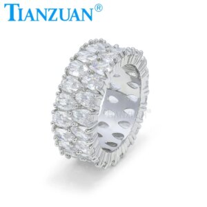 9mm Simple Pear Moissanite Rings Wedding Band Promise Engagement Eternity Ring Jewelry Accessories